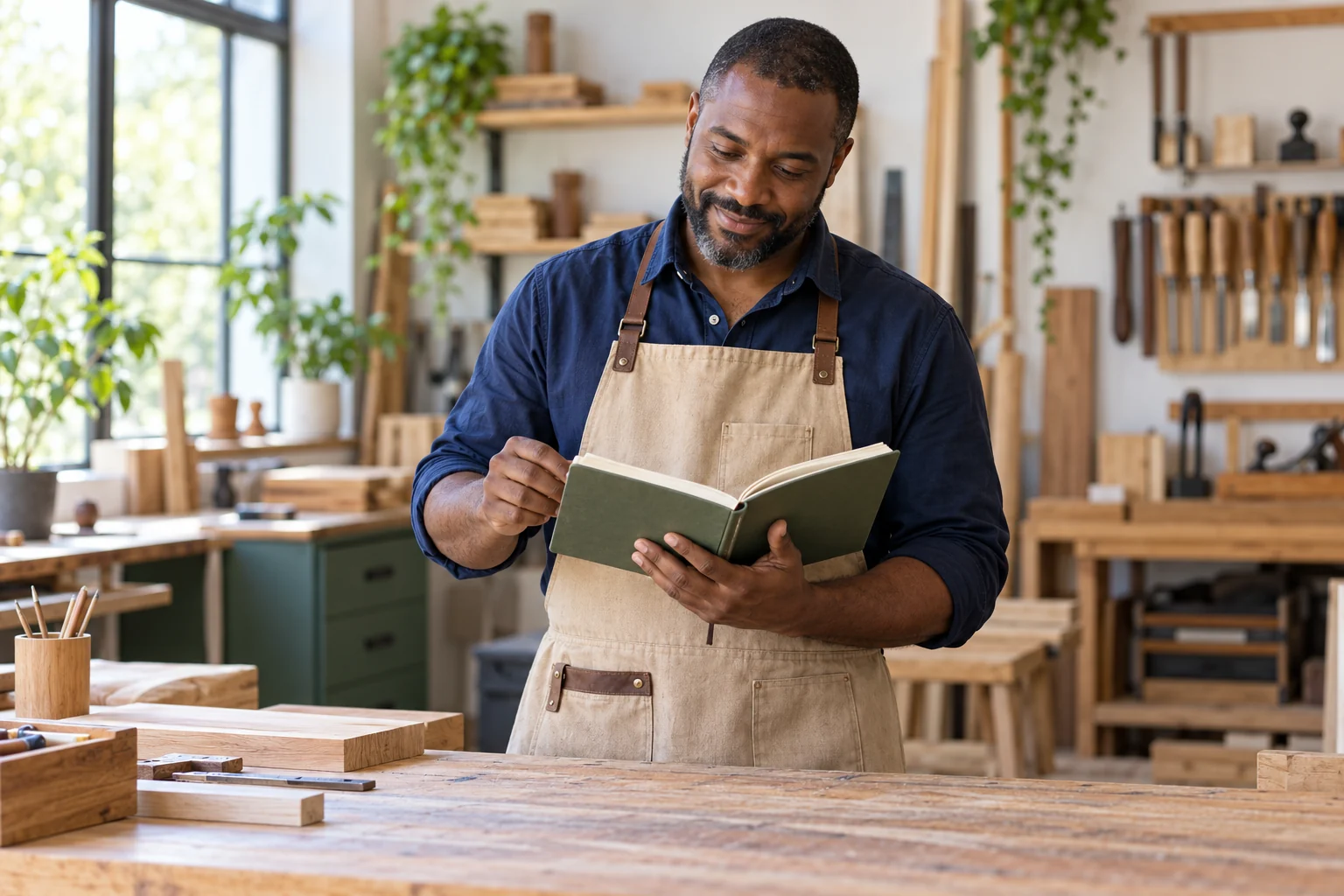 Un artisan indépendant fait le point sur son activité dans son atelier