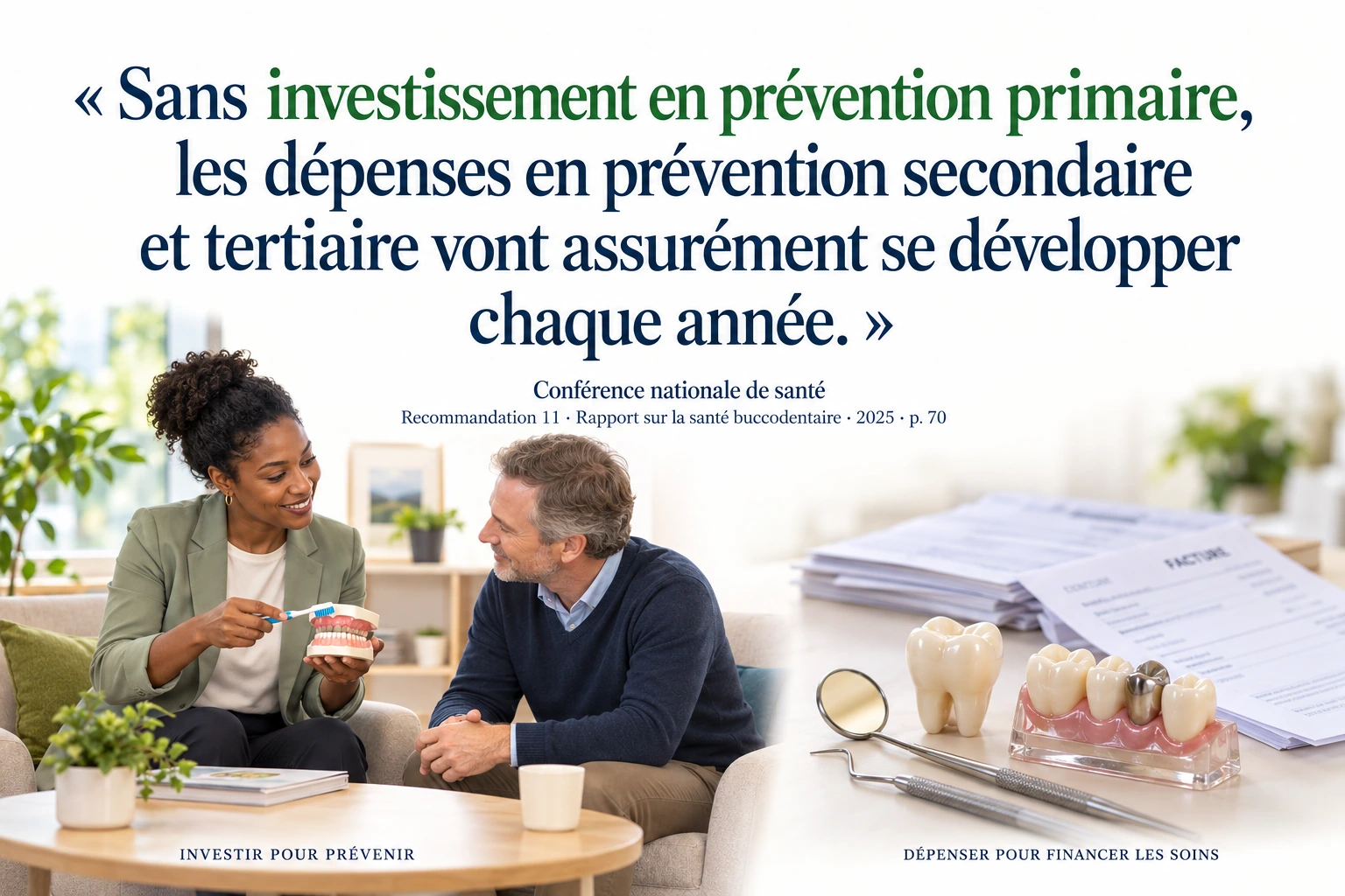 Citation de la Conférence nationale de santé : Sans investissement en prévention primaire, les dépenses en prévention secondaire et tertiaire vont assurément se développer chaque année.